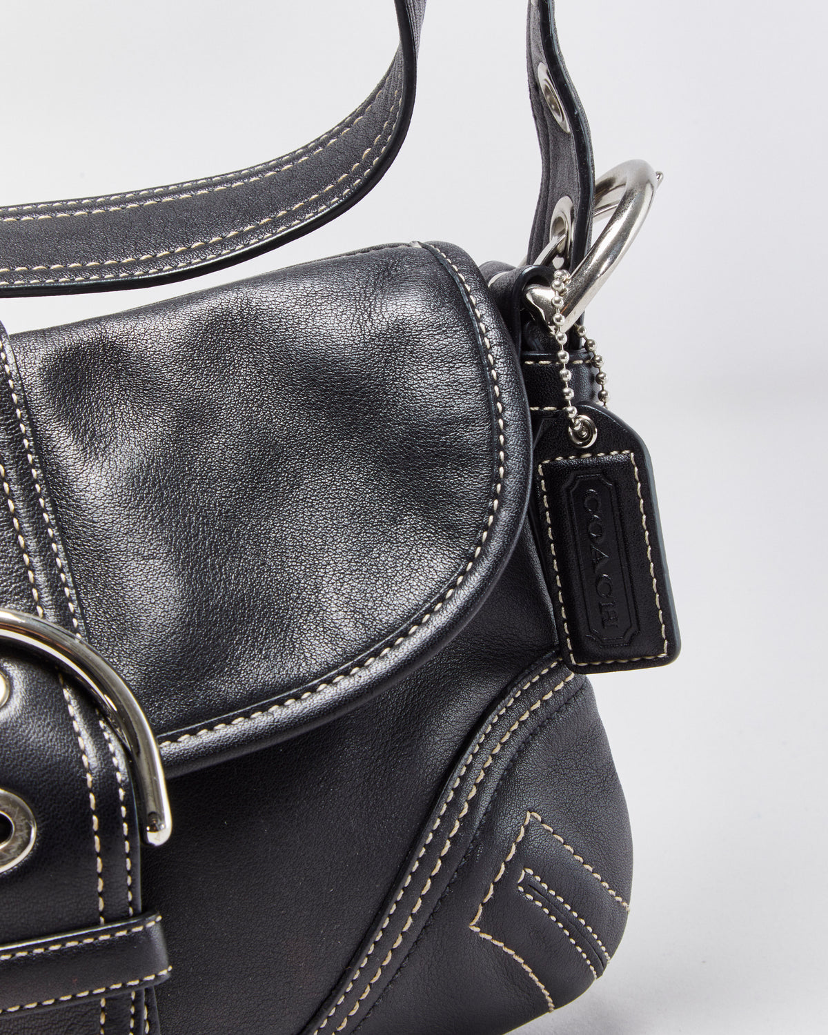 Vintage Y2K 00s Coach Soho Leather Contrast Sitich Handbag