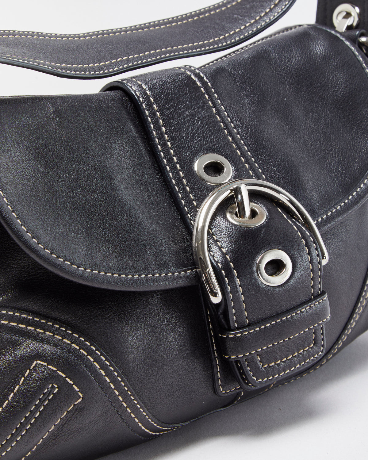 Vintage Y2K 00s Coach Soho Leather Contrast Sitich Handbag