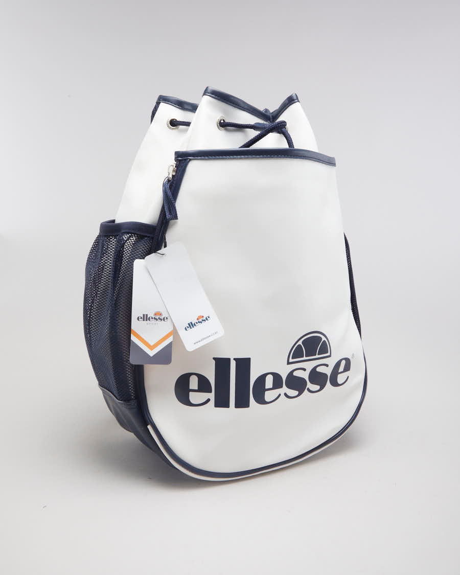White and Navy Ellesse Drawstring Backpack Deadstock