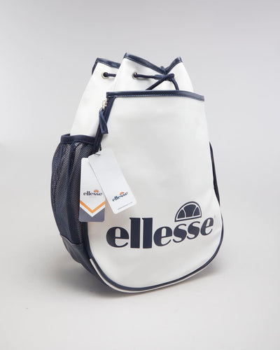 White and Navy Ellesse Drawstring Backpack Deadstock