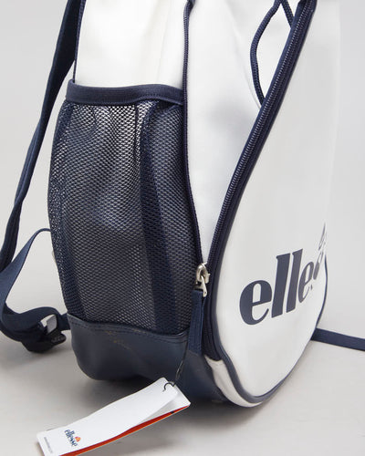 White and Navy Ellesse Drawstring Backpack Deadstock