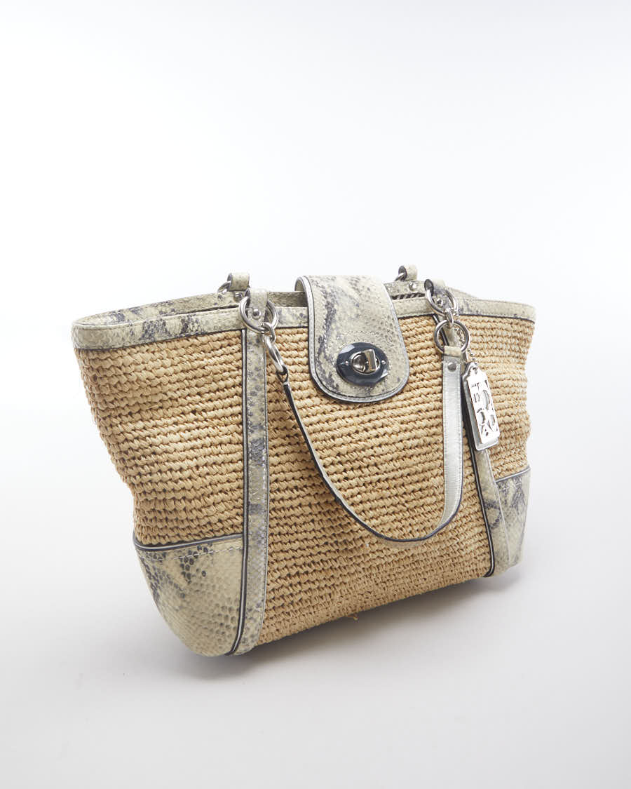 Coach Straw Buckled Bucket Bag