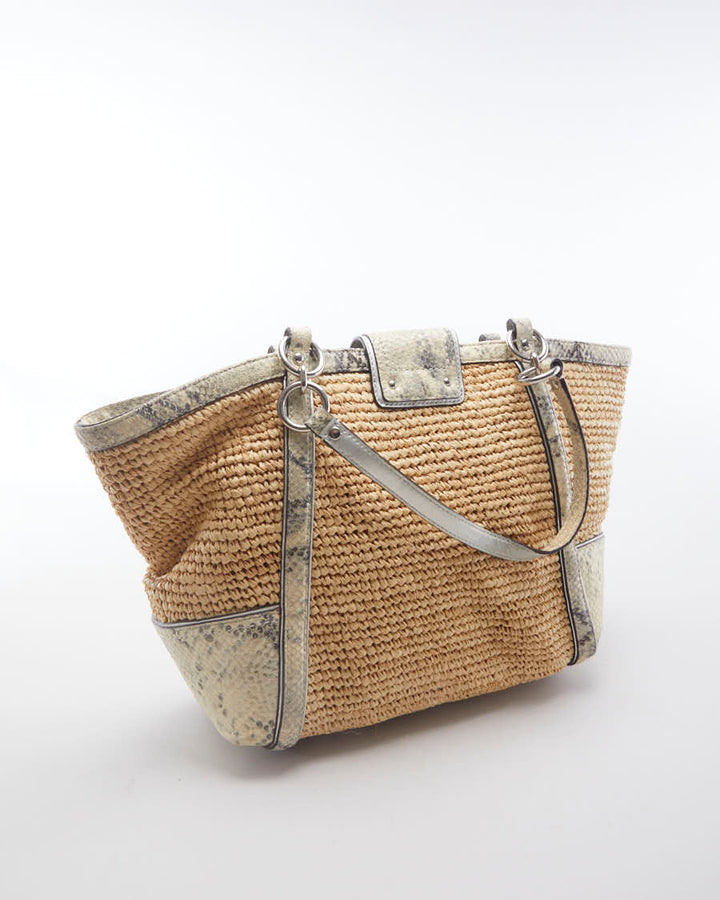 Coach Straw Buckled Bucket Bag