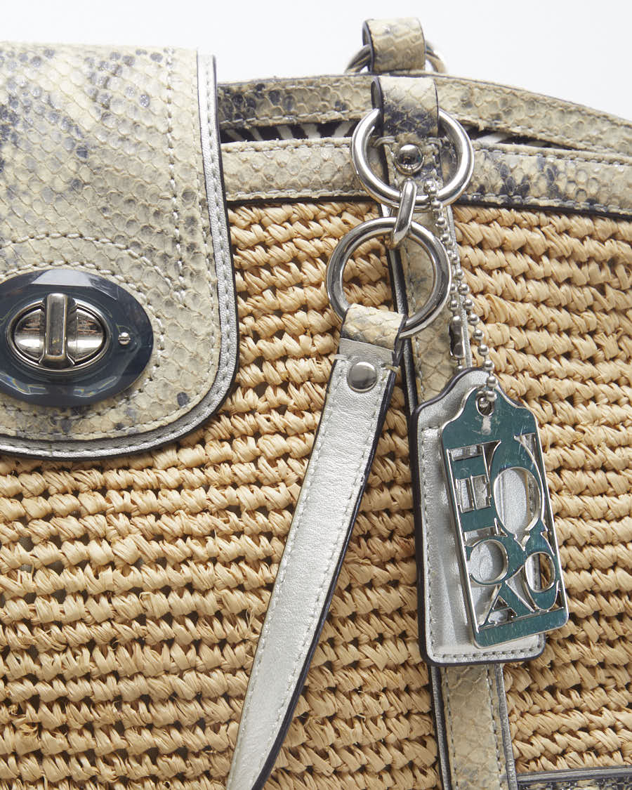 Coach Straw Buckled Bucket Bag