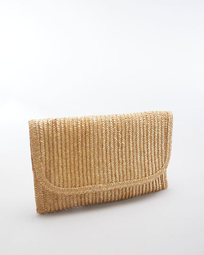 70's Vintage Straw Medium Clutch Bag