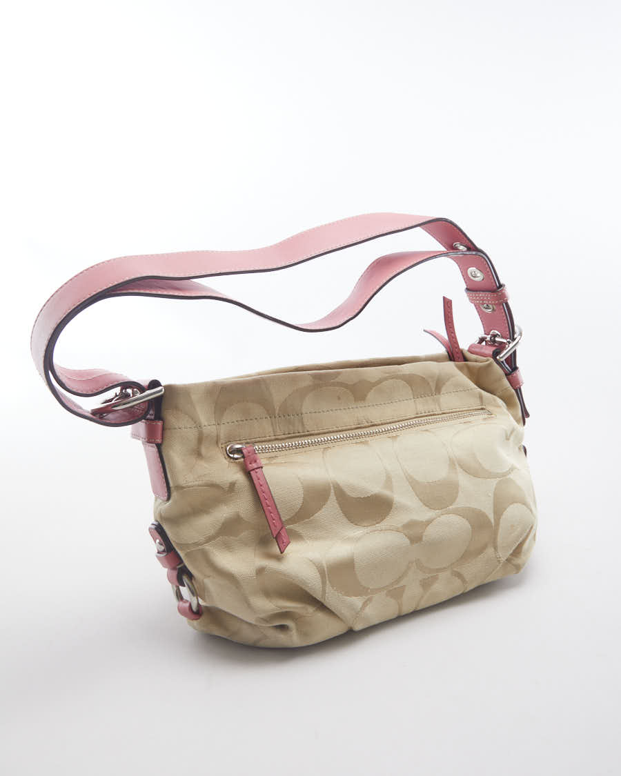 Pink and Cream Monogram Coach Bag