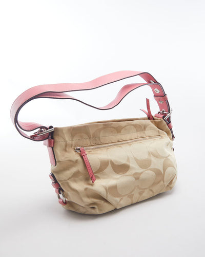 Pink and Cream Monogram Coach Bag