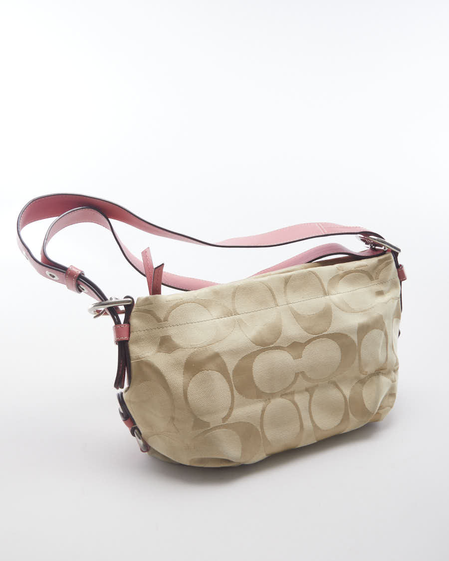 Pink and Cream Monogram Coach Bag