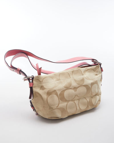 Pink and Cream Monogram Coach Bag