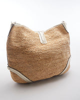 Large Coach Straw Bucket Bag With Clasp