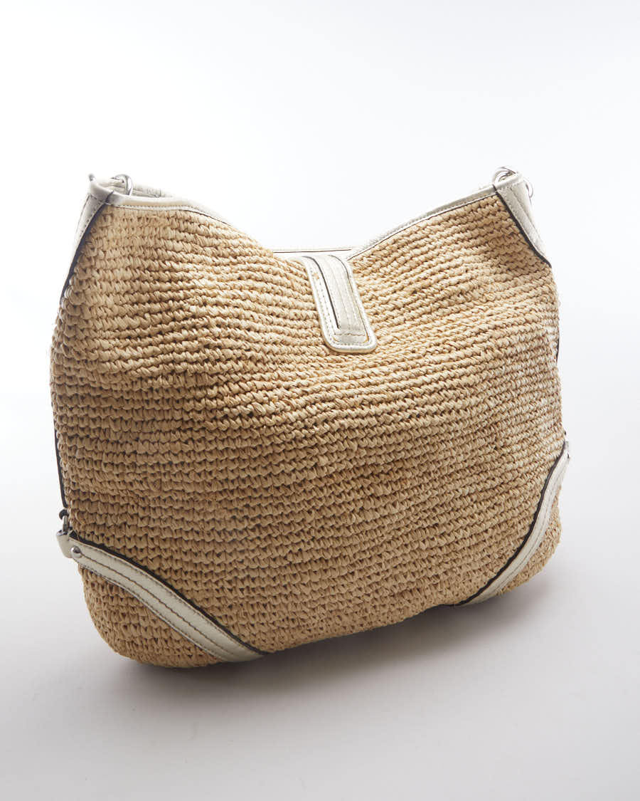 Large Coach Straw Bucket Bag With Clasp