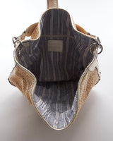 Large Coach Straw Bucket Bag With Clasp