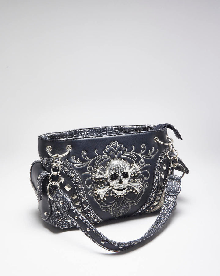 Vintage Y2k 00s Skull & Cross Bones Studded Handbag