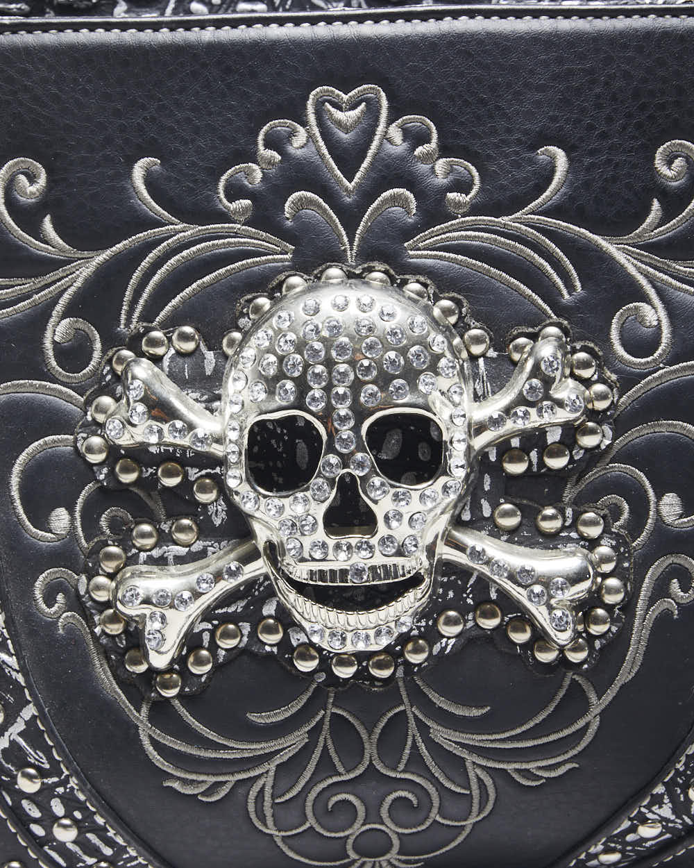 Vintage Y2k 00s Skull &amp; Cross Bones Studded Handbag