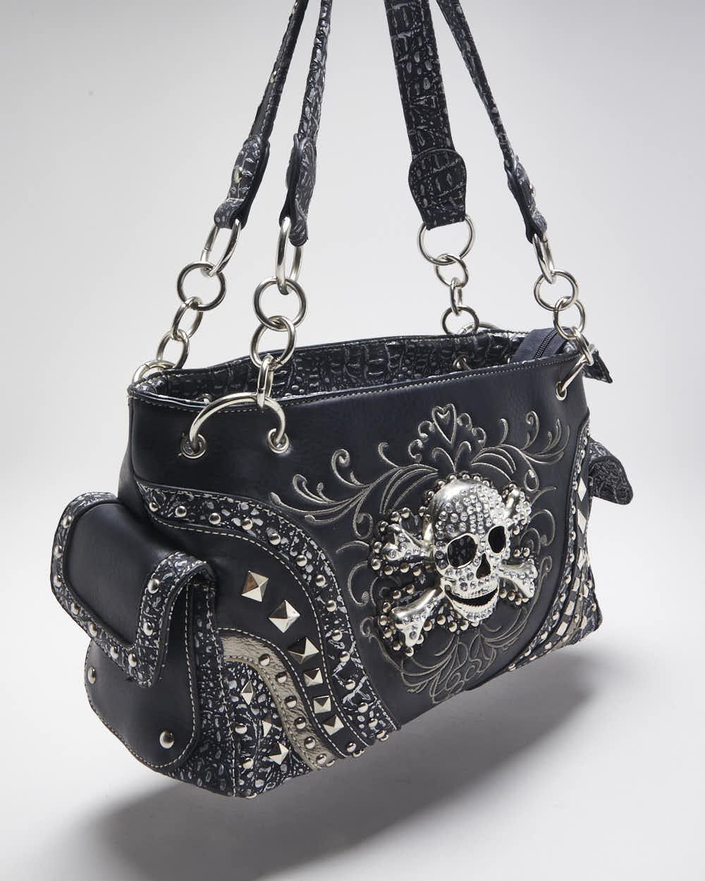 Vintage Y2k 00s Skull &amp; Cross Bones Studded Handbag