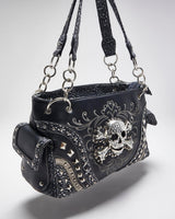 Vintage Y2k 00s Skull &amp; Cross Bones Studded Handbag