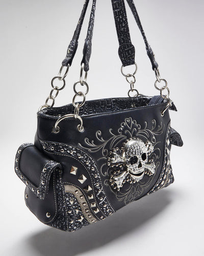 Vintage Y2k 00s Skull & Cross Bones Studded Handbag