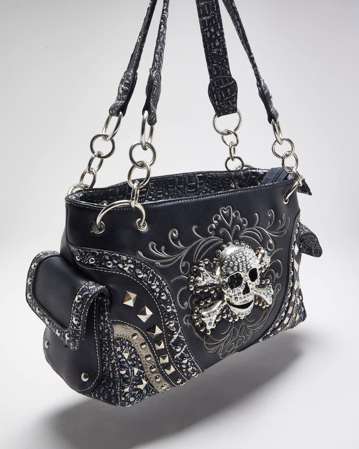 Vintage Y2k 00s Skull & Cross Bones Studded Handbag
