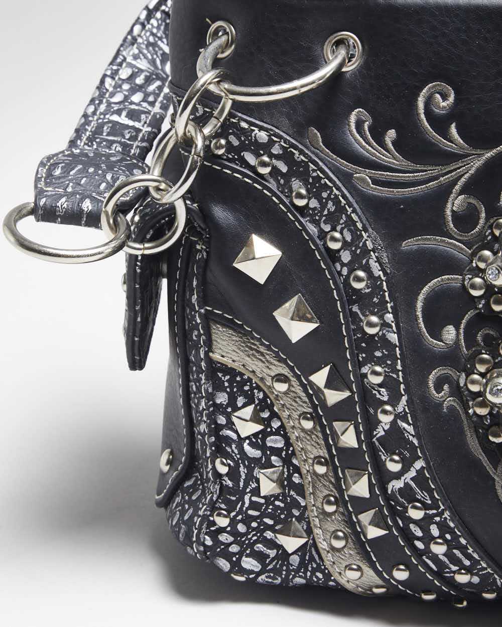 Vintage Y2k 00s Skull &amp; Cross Bones Studded Handbag