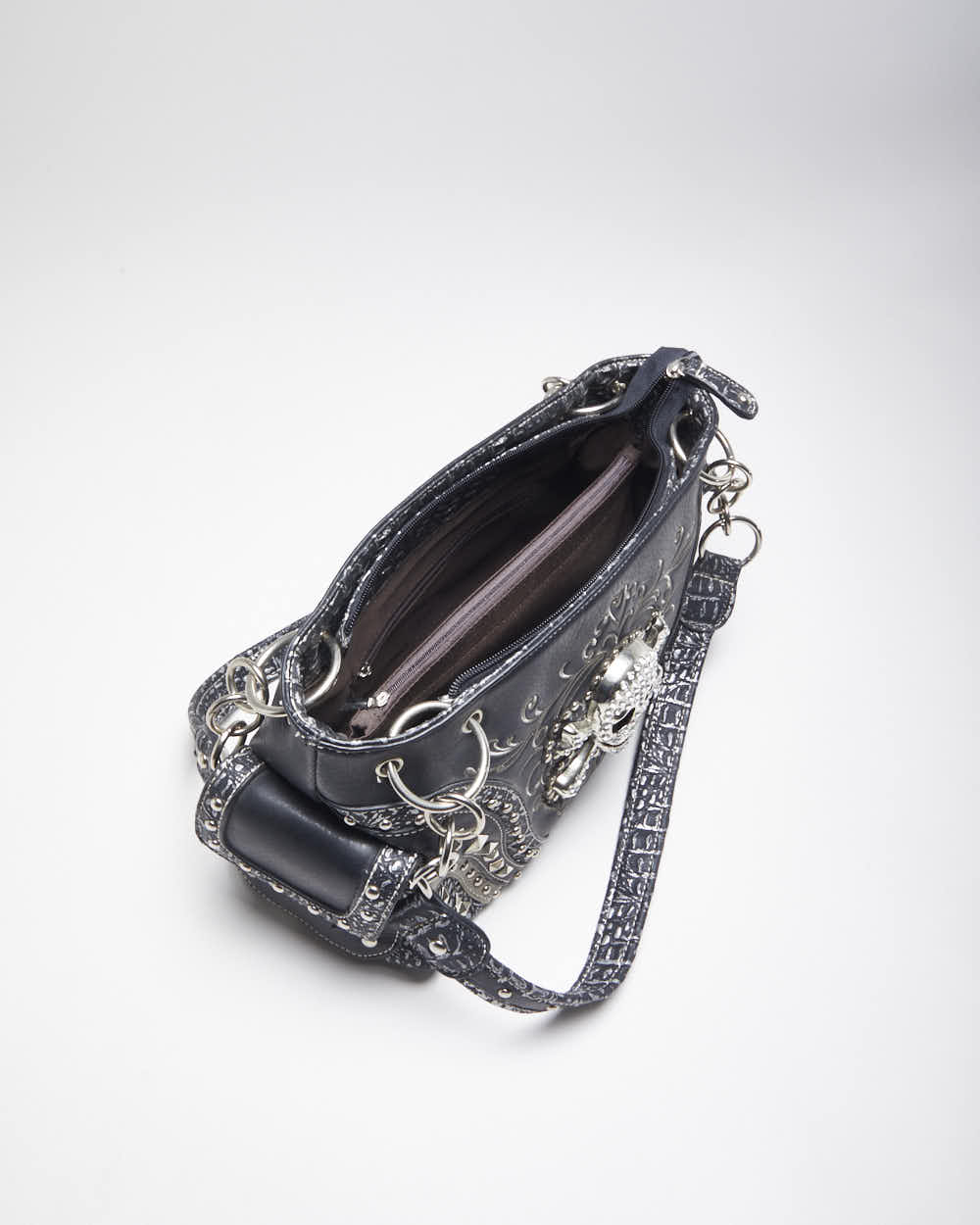 Vintage Y2k 00s Skull &amp; Cross Bones Studded Handbag