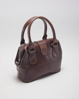 Vintage Brown Leather Clasp Handbag