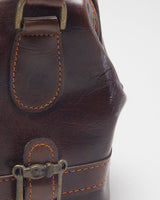 Vintage Brown Leather Clasp Handbag