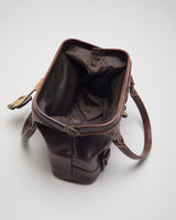 Vintage Brown Leather Clasp Handbag