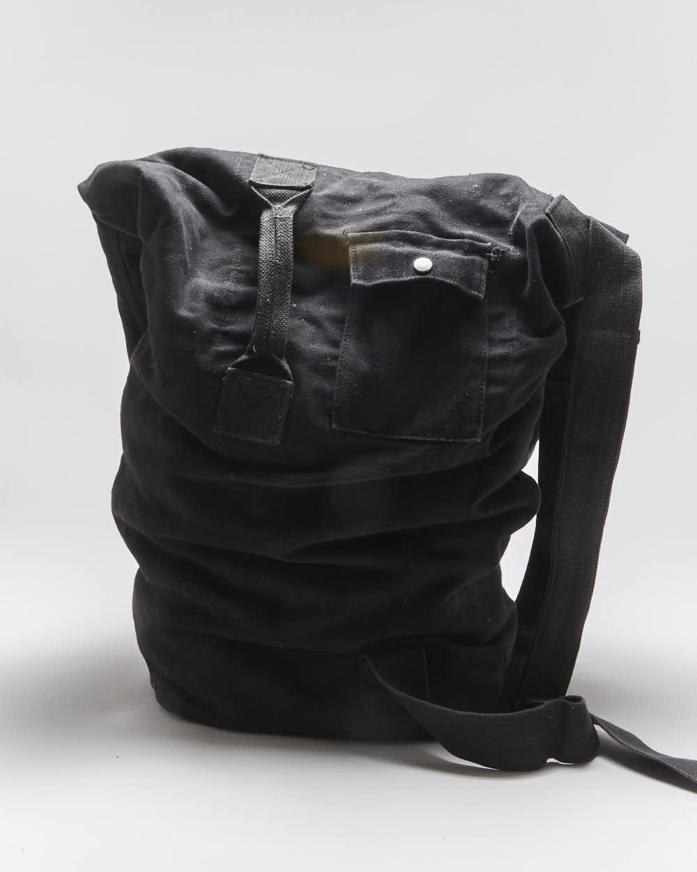 Vintage Military Style Black Cotton Canvas Duffle Bag
