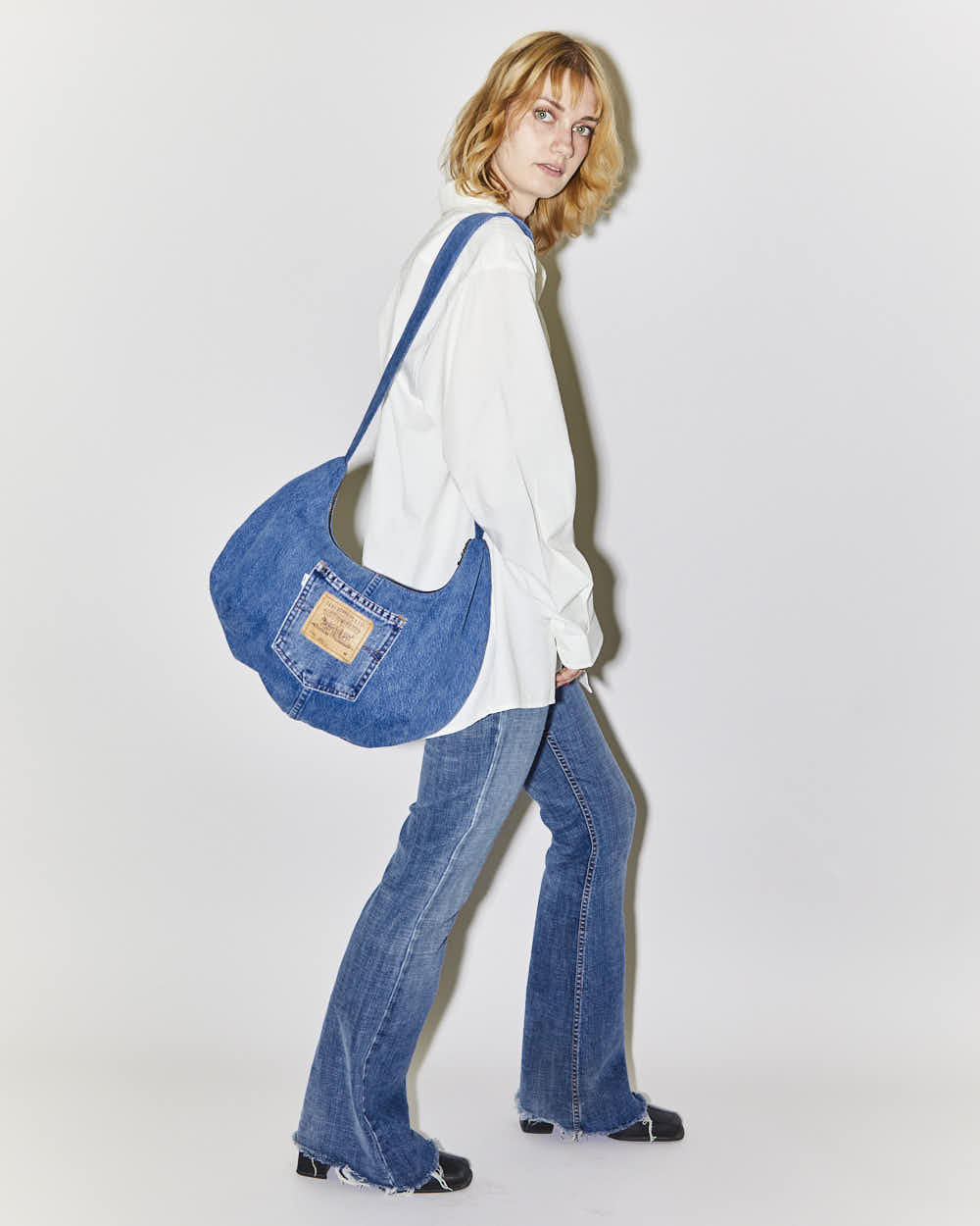 Rokit Originals Rework Denim Moon Crossbody Bag