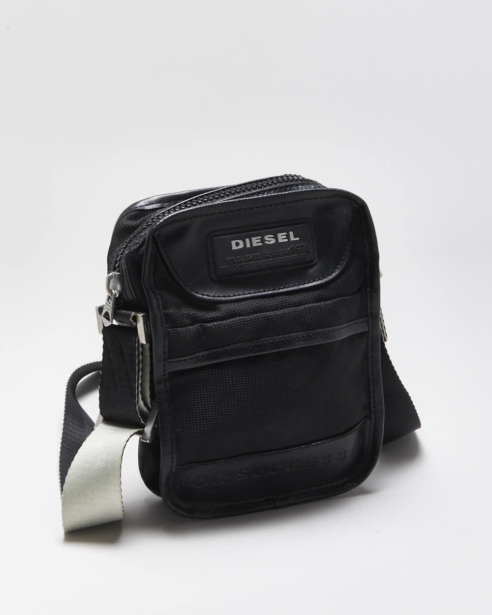 Vintage Y2K 00s Diesel Leather Nylon Crossbody Messenger Bag