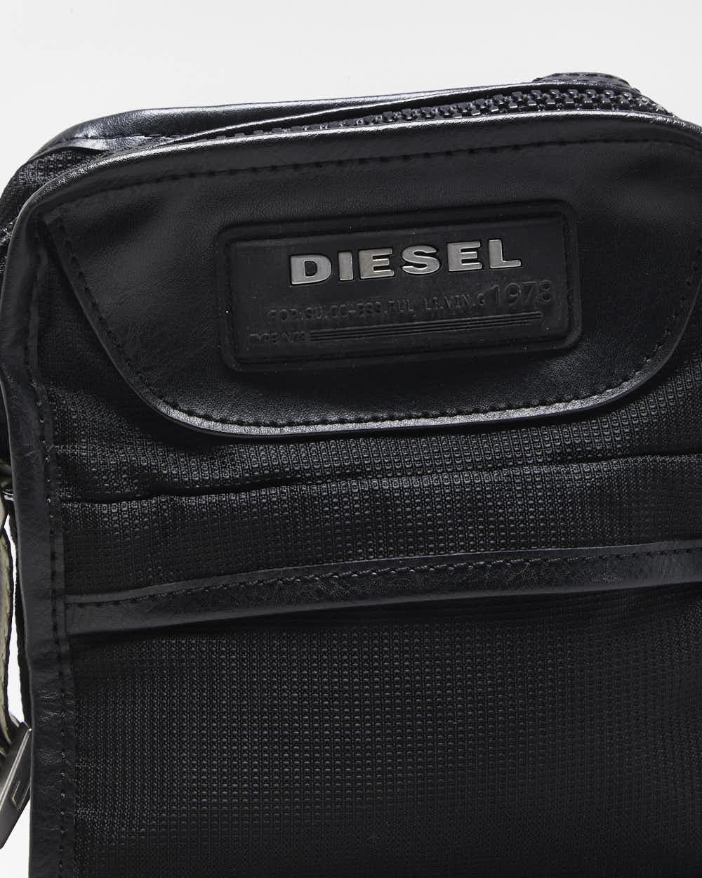 Vintage Y2K 00s Diesel Leather Nylon Crossbody Messenger Bag