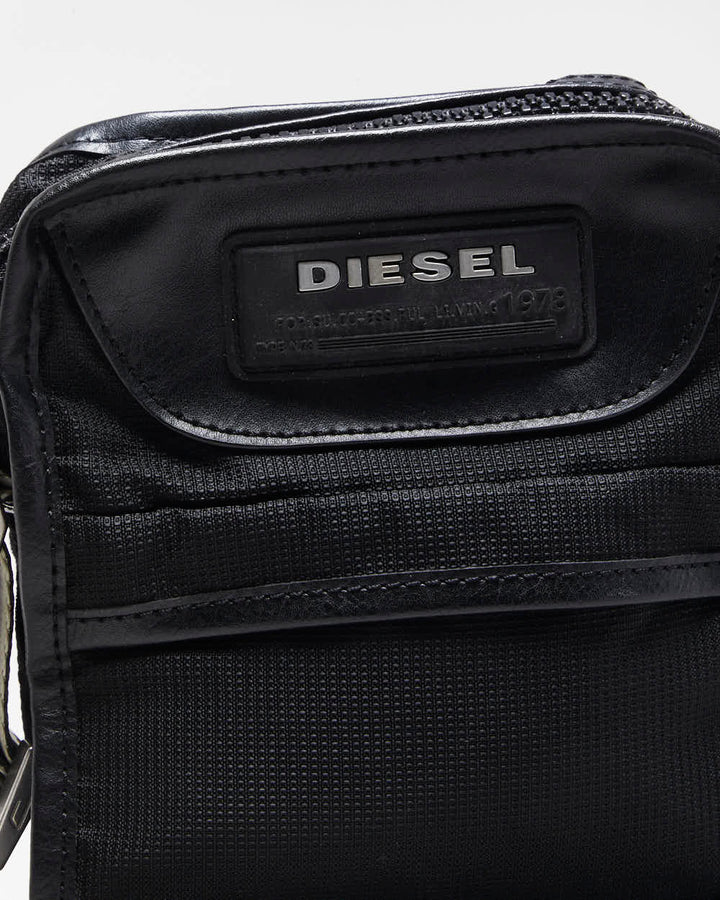 Vintage Y2K 00s Diesel Leather Nylon Crossbody Messenger Bag