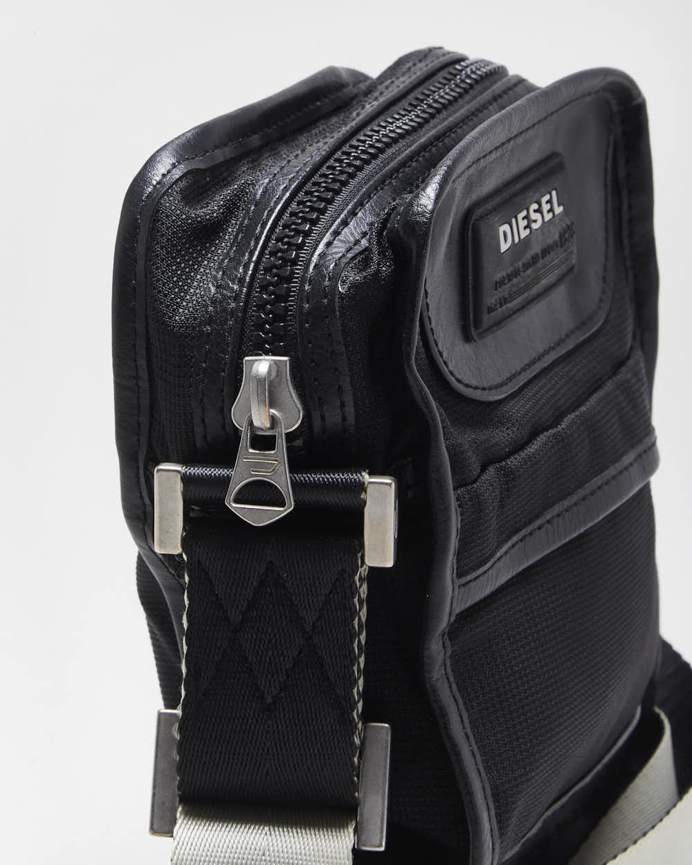 Vintage Y2K 00s Diesel Leather Nylon Crossbody Messenger Bag