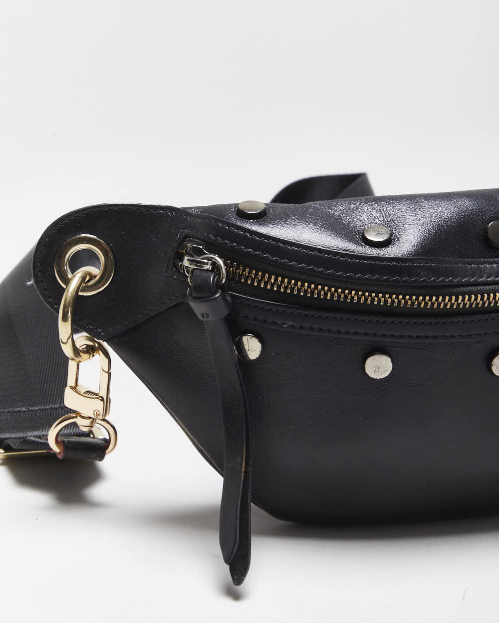 Vintage Y2K 00s Jimmy Choo Lockett Black Studded Leather Bum Bag