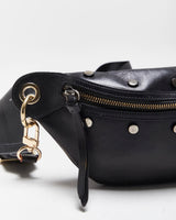 Vintage Y2K 00s Jimmy Choo Lockett Black Studded Leather Bum Bag