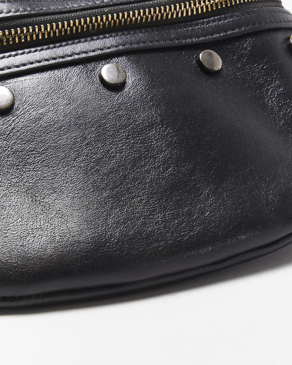 Vintage Y2K 00s Jimmy Choo Lockett Black Studded Leather Bum Bag