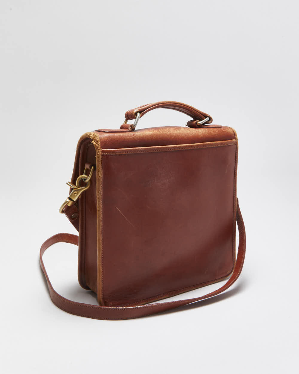 Vintage 1980s Wako Leather Messenger Satchel Crossbody Bag