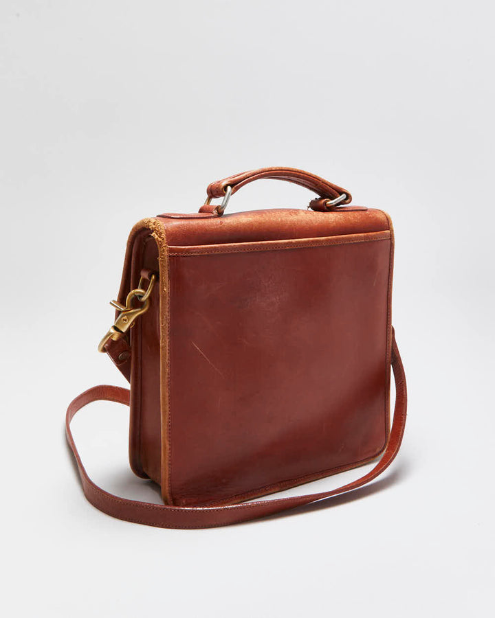 Vintage 1980s Wako Leather Messenger Satchel Crossbody Bag