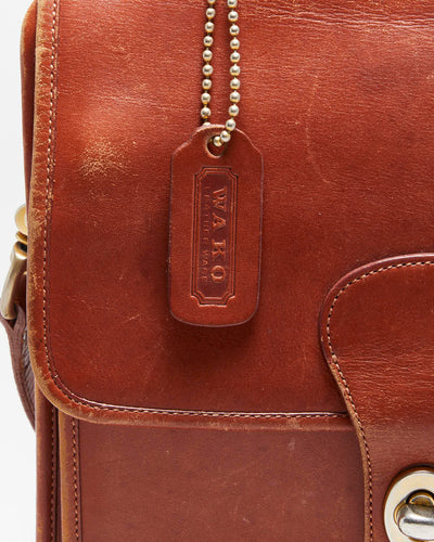 Vintage 1980s Wako Leather Messenger Satchel Crossbody Bag