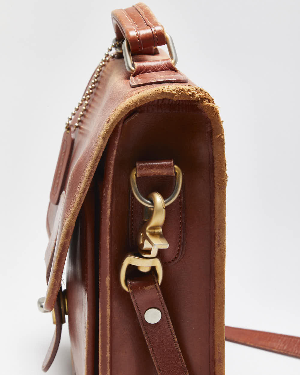 Vintage 1980s Wako Leather Messenger Satchel Crossbody Bag