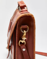 Vintage 1980s Wako Leather Messenger Satchel Crossbody Bag
