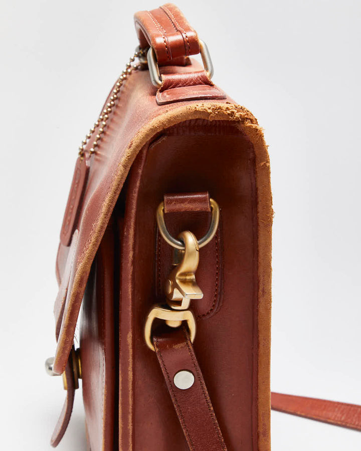 Vintage 1980s Wako Leather Messenger Satchel Crossbody Bag