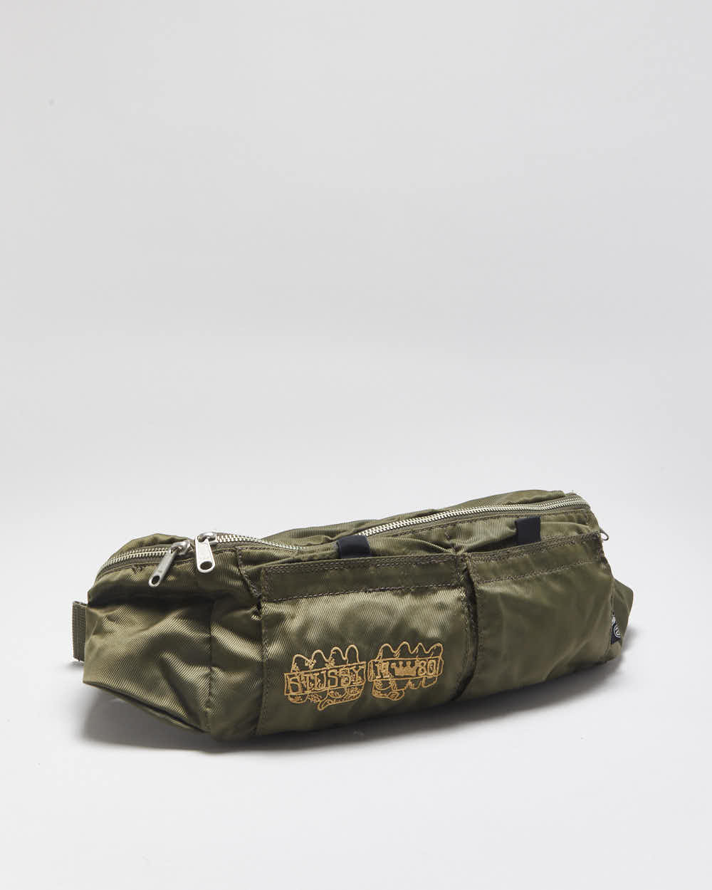 Vintage Y2K 00s Stussy Rasta Multi-Pocket Khaki Military Bum Bag - OS