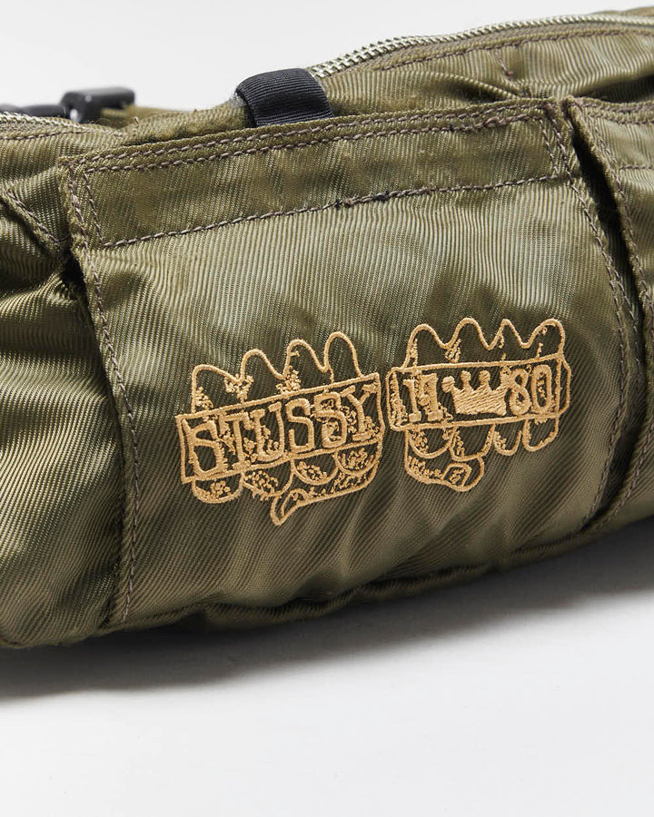 Vintage Y2K 00s Stussy Rasta Multi-Pocket Khaki Military Bum Bag - OS