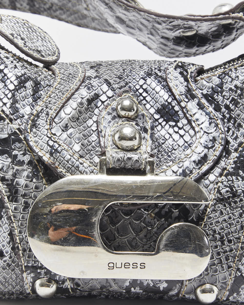 Vintage Y2k 2000s Guess Snakeskin Studded Handbag