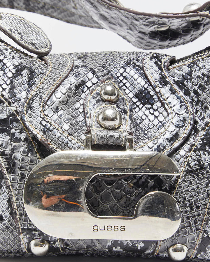 Vintage Y2k 2000s Guess Snakeskin Studded Handbag
