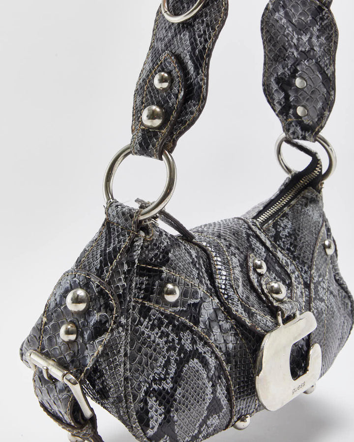 Vintage Y2k 2000s Guess Snakeskin Studded Handbag