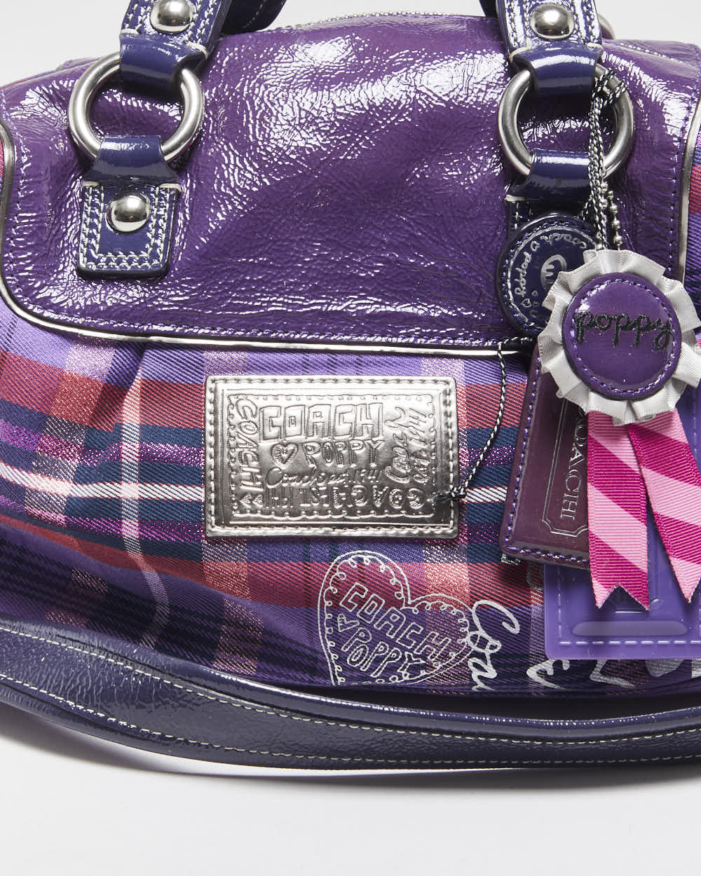 Vintage Y2k 2000s Coach Poppy Plaid Graffiti Handbag