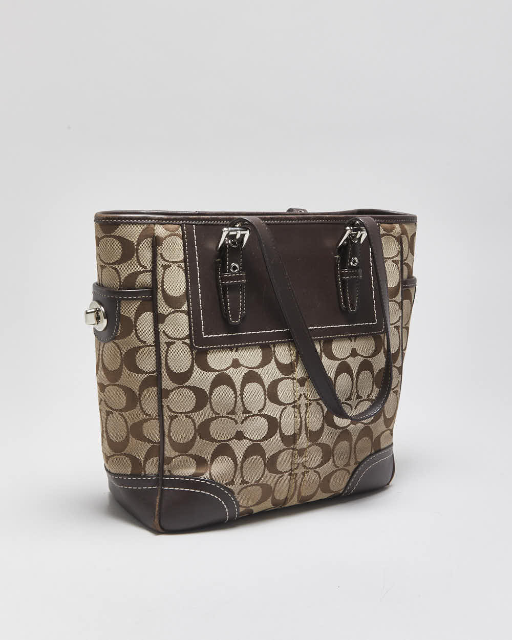 Vintage Y2k 2000s Coach Signature Monogram Tote Handbag