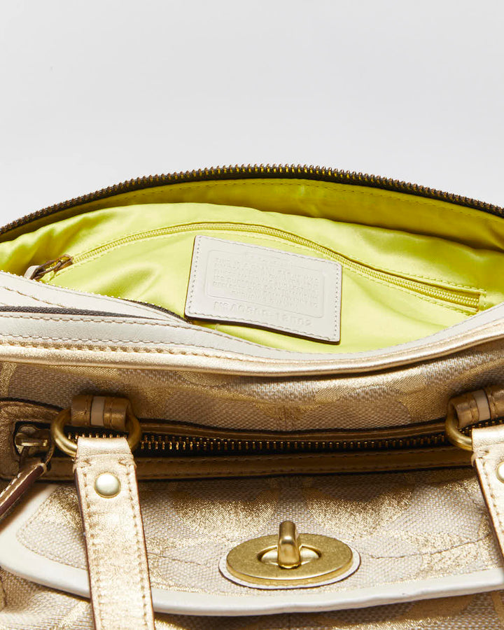 Vintage Y2k 2000s Coach Bonnie Linen Lurex Handbag